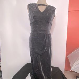 Glam Pinup Black Sparkly Cocktail Dress